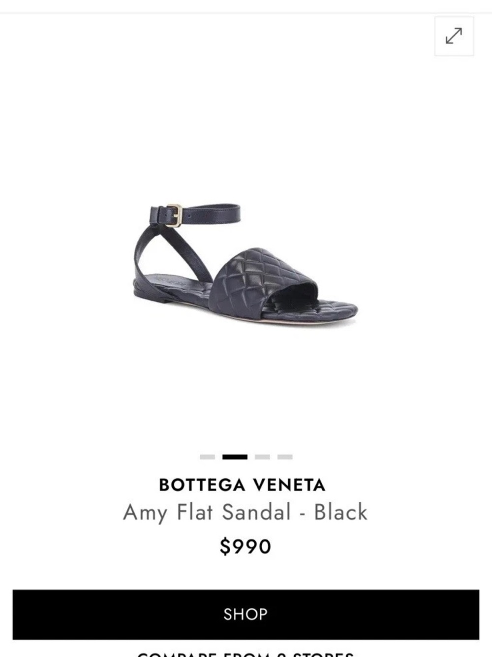 Bottega Veneta Quilted Amy Ankle-Strap Sandal - Black